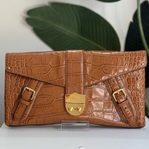 Ralph Lauren ‘Crocodile-embossed leather clutch’